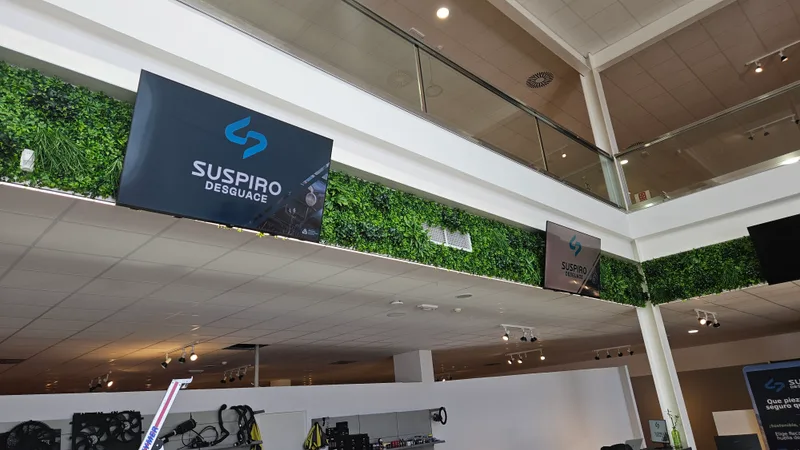 In-store displays showing Desguace Suspiro content